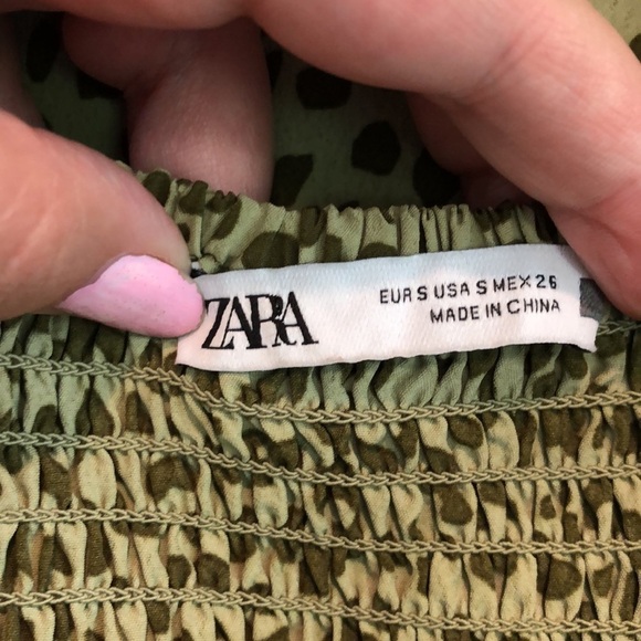 Zara PRINTED MINI DRESS animal print green size small - Picture 6 of 6